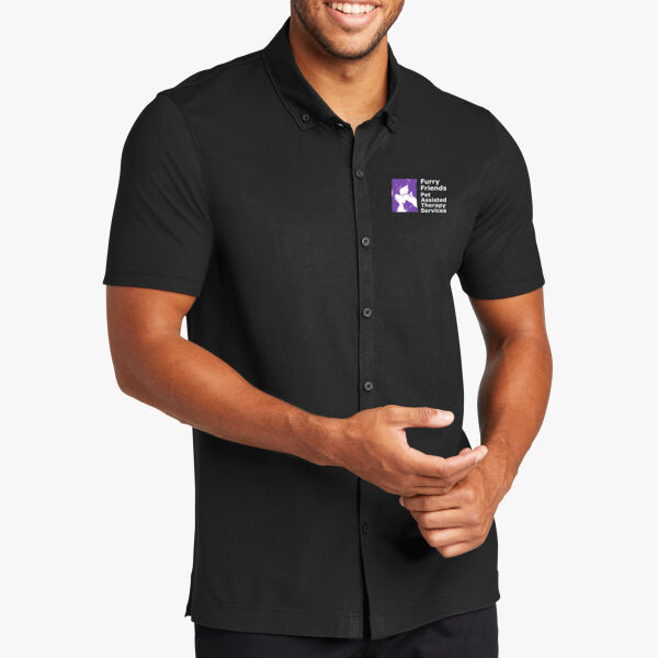 Men's Stretch Pique Full Button Polo Thumbnail